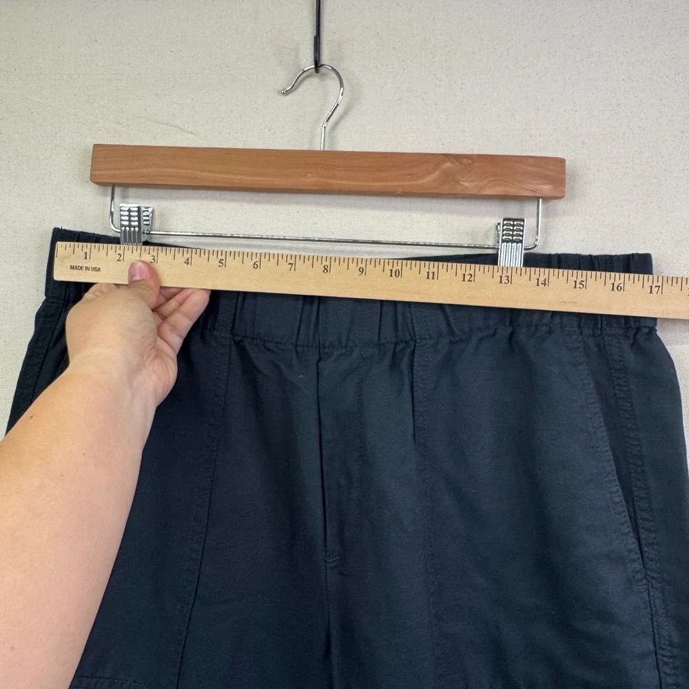 Banana Republic Pull On Crop Pants L Black Linen Lyocell Minimalist Utility